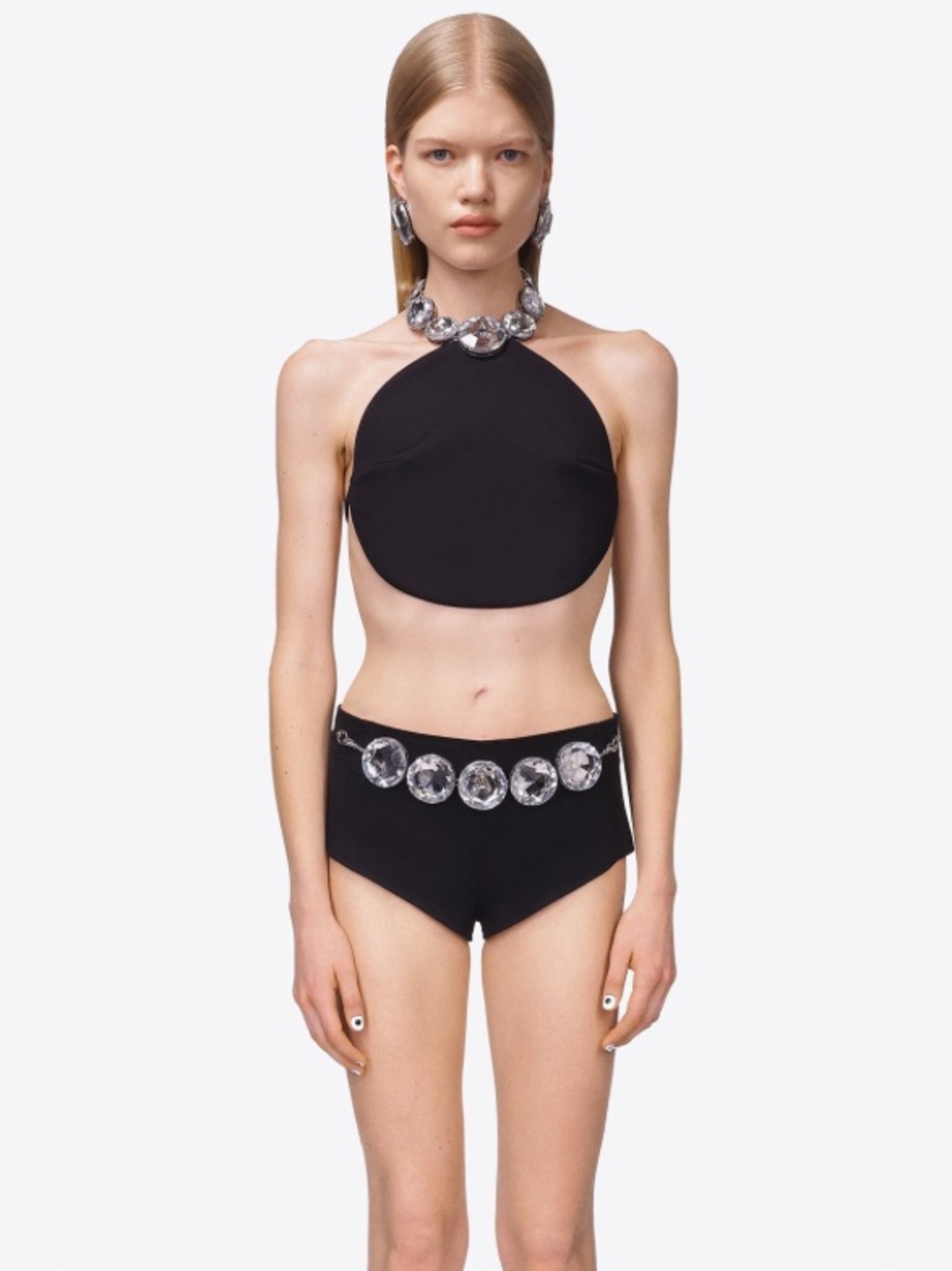 Area NYC jumbo crystal halter top